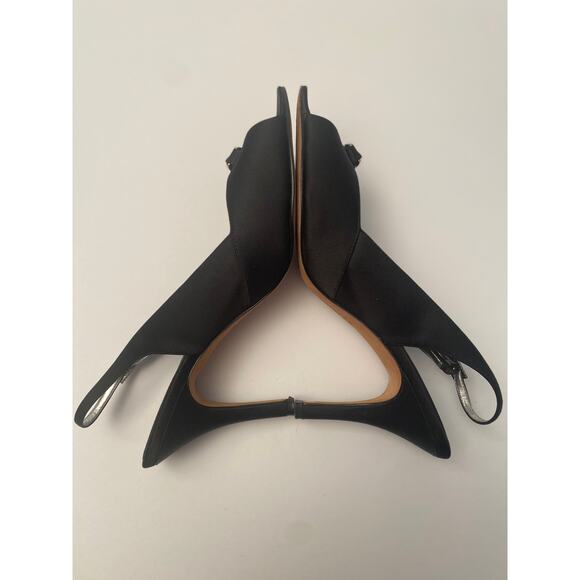 NINA Women's Black Open Toe Heels Rhinestone Accents Slingback Size 10 M EU 40 - Picture 4 of 8